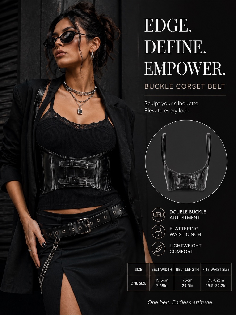 Black Buckle Corset Belt – Women's Double Buckle Waist Cincher